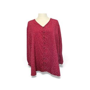 EUC Fun2Fun burgundy polka dot blouse – size 2X